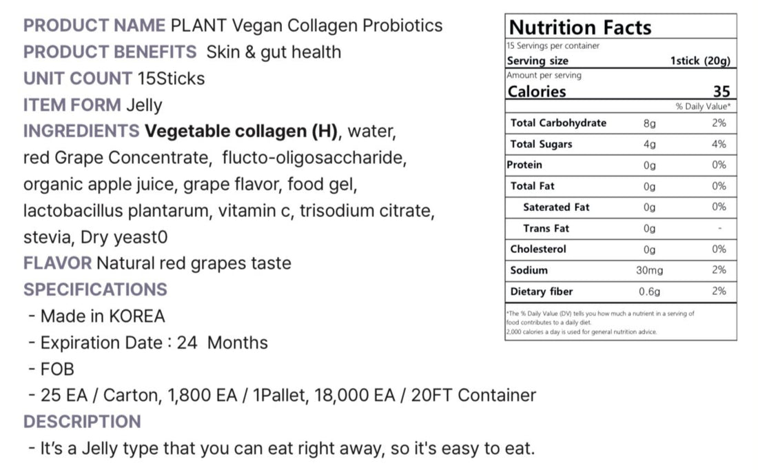 Probiotics Collagen Red Grape Flavor- 15 Jelly Sachets