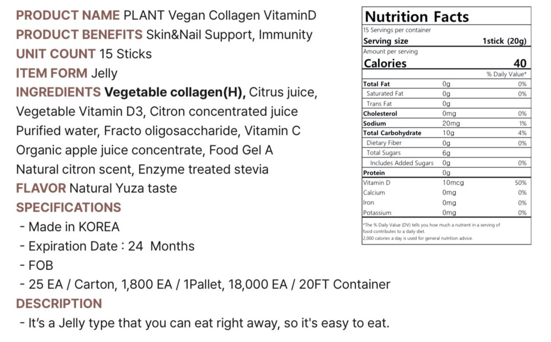 Vitamin D Collagen Citron Flavor - 15 Jelly Sachets